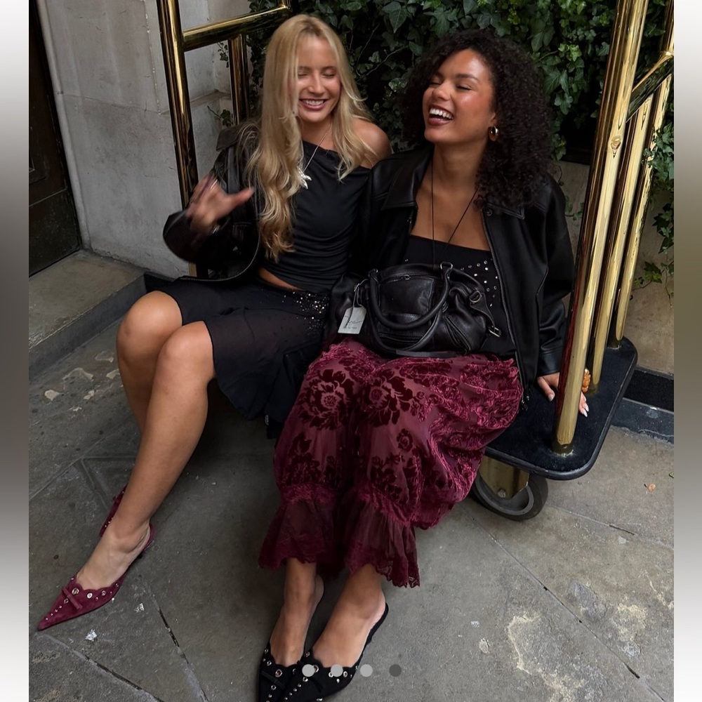 Forever Young Burnout Pants | Elegant Burgundy Lace Pants - Picture 4 of 6